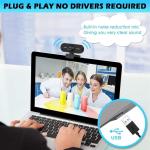 OIPETLUCK 1080P Webcam with Microphone, USB HD Camera, Webcam for Laptop Auto Focus, Noise Reduction Mics, Computer Camera for Streaming, Video Calling, Skype, Teams, Zoom, PC, Computer-(FT)